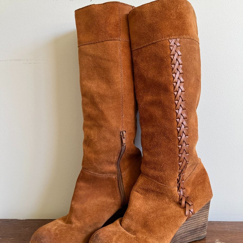 Lucky Brand suede wedge boots